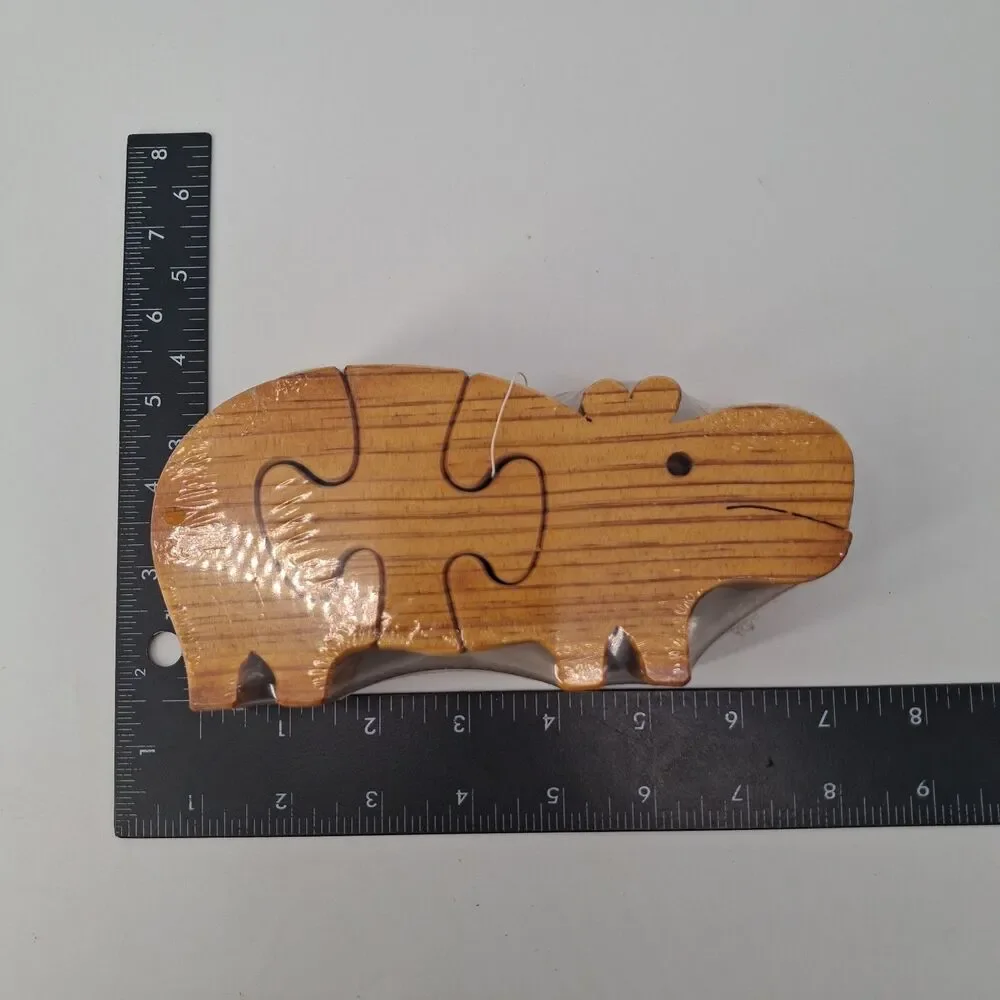 NEW Tarata Wooden Puzzle Hippo 3D Standing New Zealand Pine